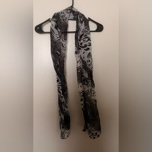 Sheer Black and Gray Patterned Scarf